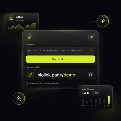 Short link generator with analytics, scheduling, targeting and A/B testing BioLink.page